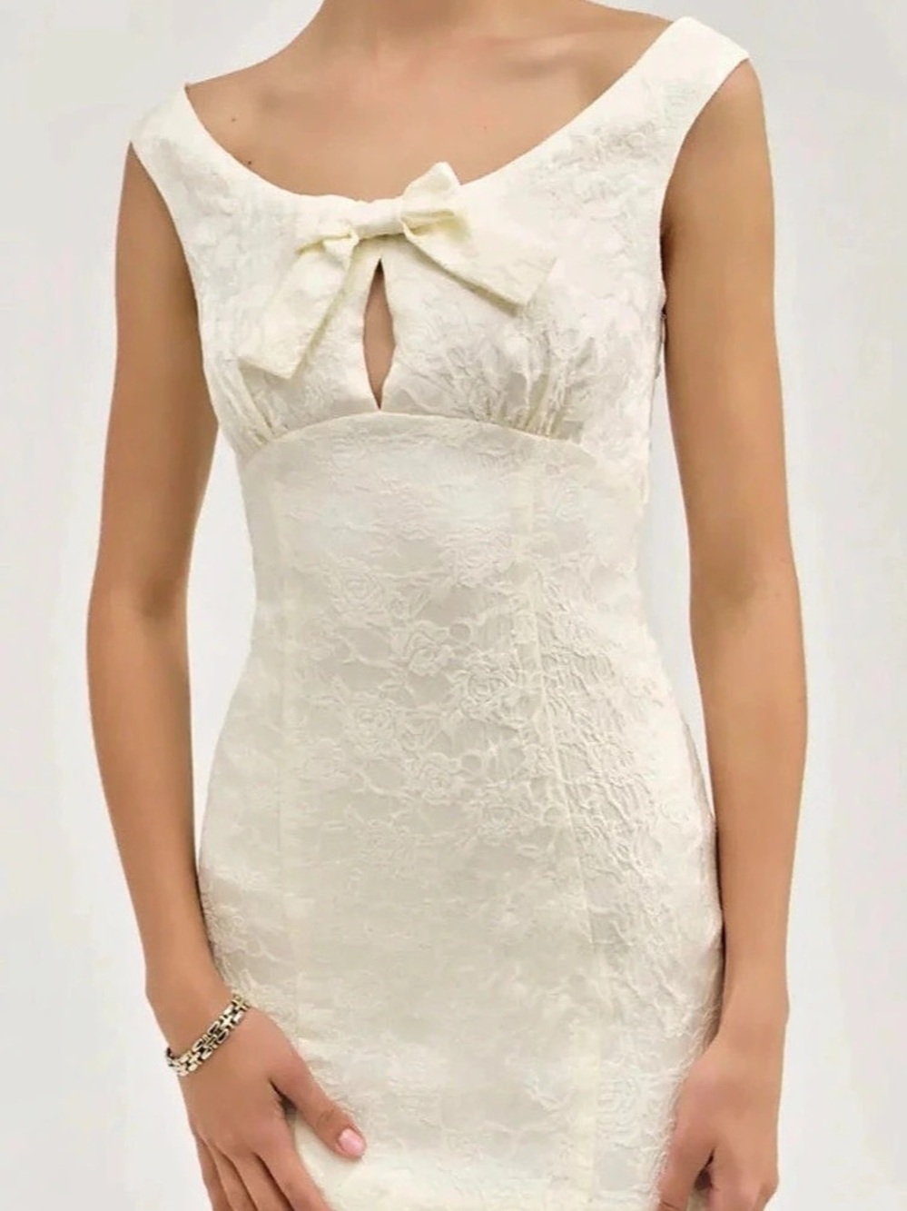 NWT For Love & Lemons “Rosie” Jacquard Mini Dress in Cream Sz X-Small
